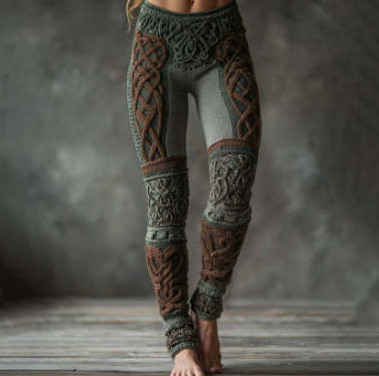 Retro 3D Digital Print Women's Casual Leggings