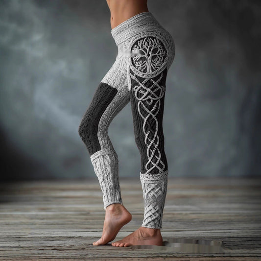 Retro 3D Digital Print Women's Casual Leggings